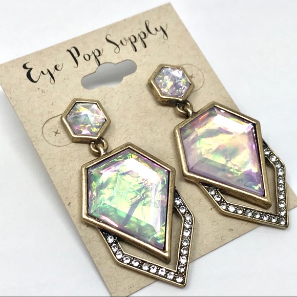 Multicolor Iridescent CZ Crystal Fashion Earrings - Picture 6 of 8